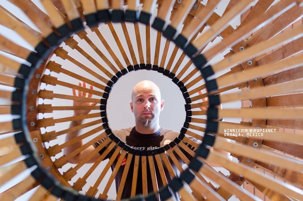 Interactive Art.  This Wheel is Built Entirely of Used Crutches